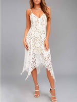 Ärmellos Sexy Sommer Unregelmäßiger Saum Weiß Kleid - Rose Boutique