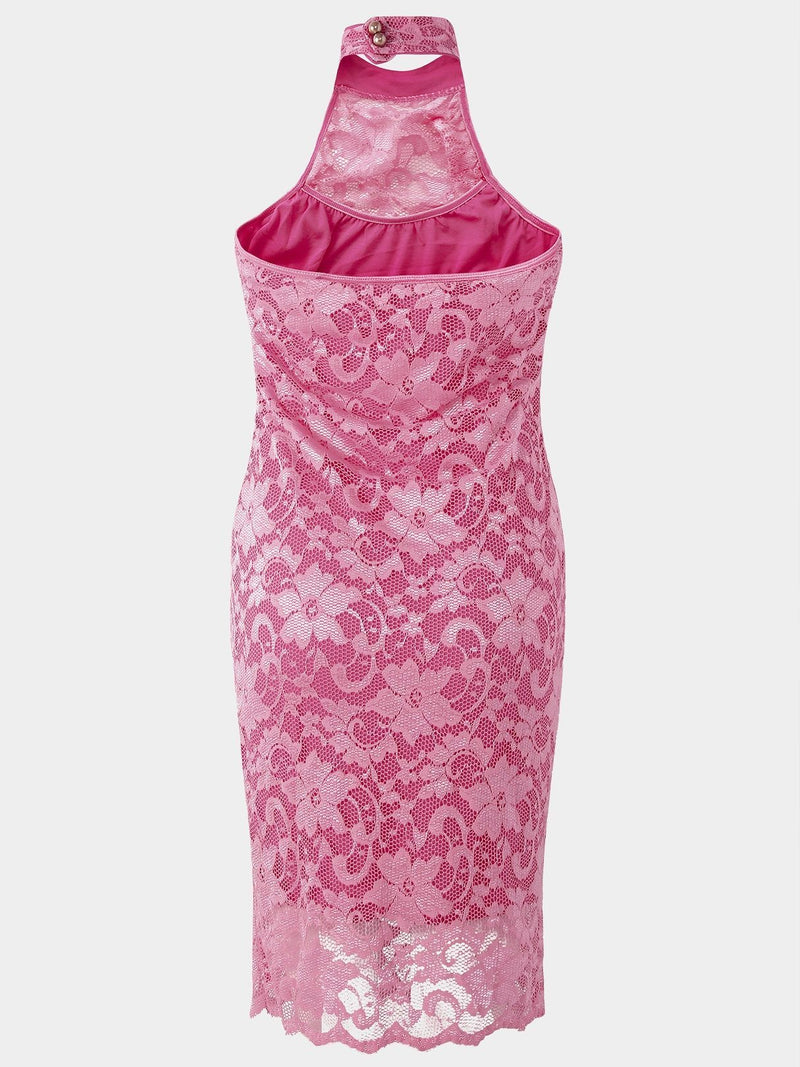 Damen Bodycon Rückenfreie Ärmelloses Lace Kleid - Rose Boutique