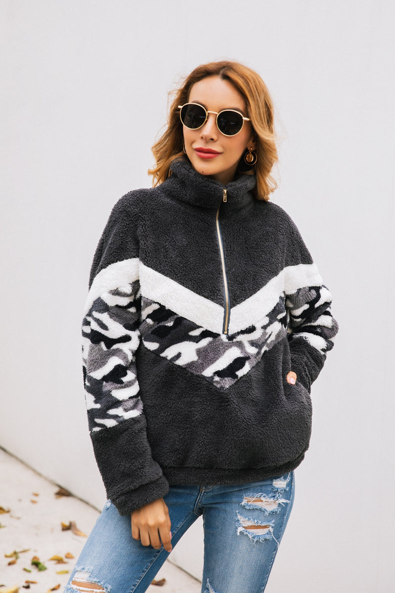 Langarm Reißverschluss Sweatshirt Pullover