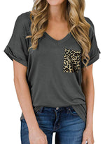 Kurzarm Leopard Rundhalsausschnitt T-Shirt