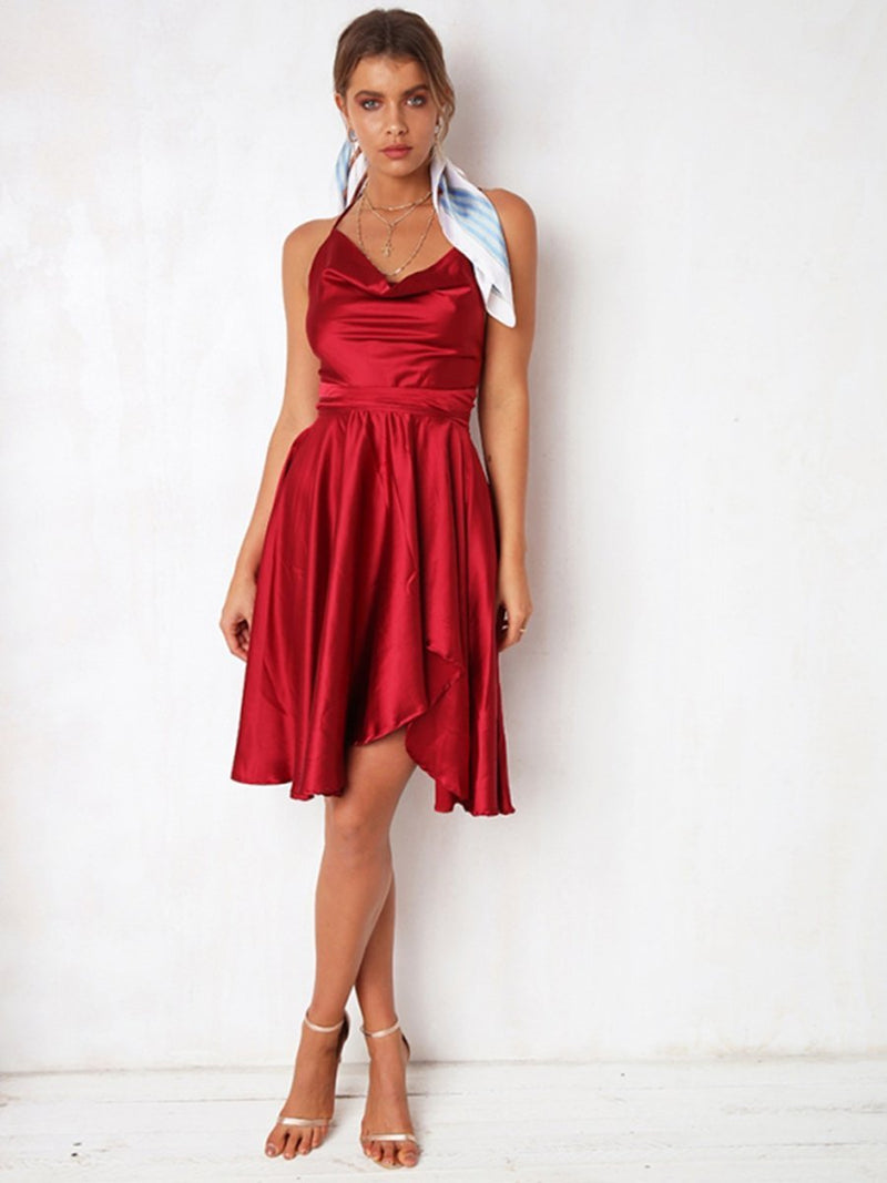 Ärmelloses Plain Sexy Scoop Neck Rückenfreies Kleid - Rose Boutique