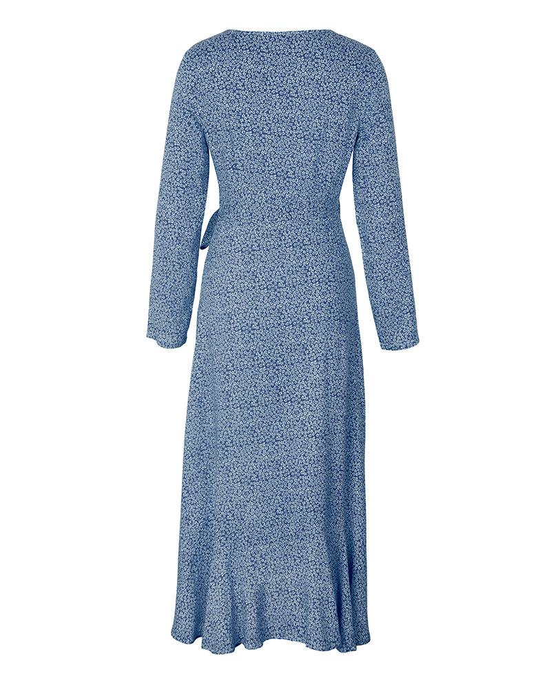 V-Ausschnitt Unregelmäßiger Saum Maxi Kleid