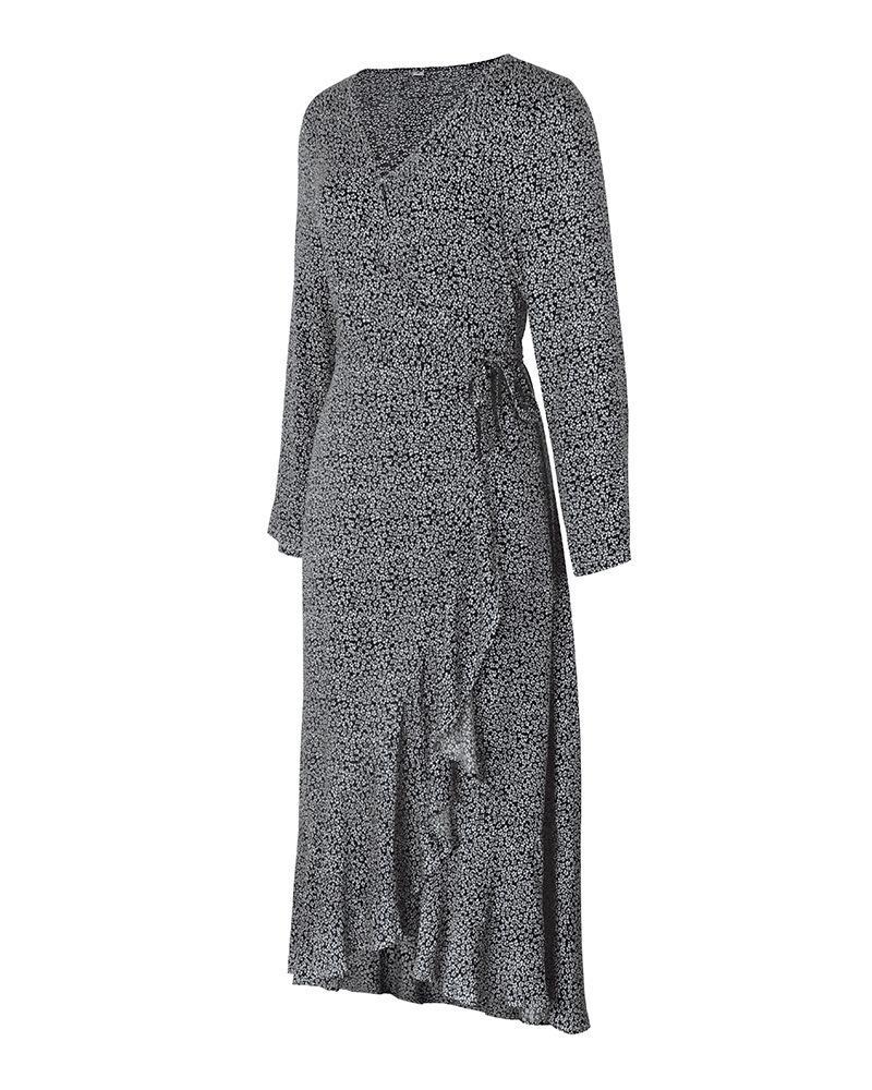 V-Ausschnitt Unregelmäßiger Saum Maxi Kleid