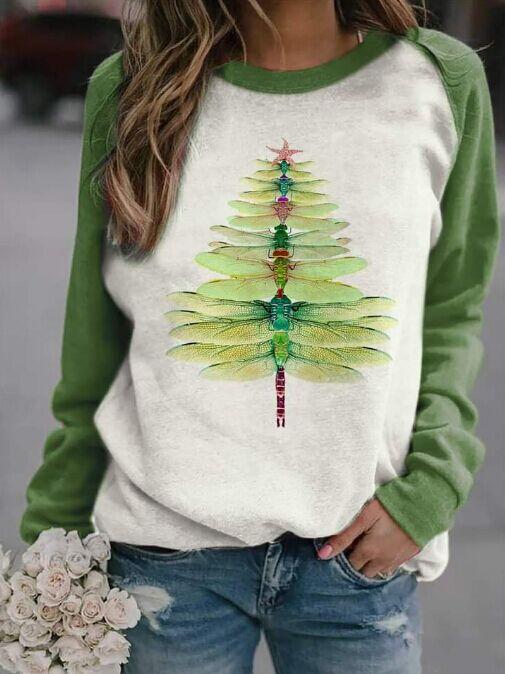 Libelle Weihnachtsbaum Gedruckt Sweatshirt