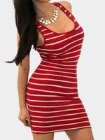 Streifen Sexy Strand U-Ausschnitt Mini Kleid - Rose Boutique