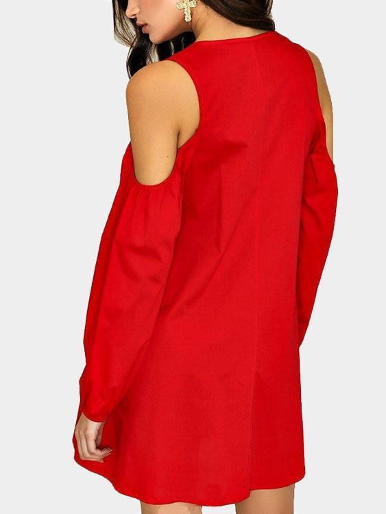 Lange Ärmel Sexy Kalte Schulter Mini Kleid - Rose Boutique
