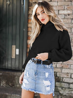 Schwarzer Pullover mit langen Ärmeln und Kapuze - Rose Boutique