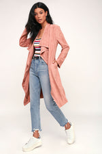 Mode Klassischen Casual Lange Mantel Jacke mit Taille Gürtel - Rose Boutique