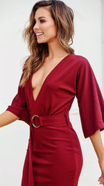 Frauen Rot V-Ausschnitt Casual Dress - Rose Boutique