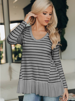 Spring Stitching Striped T-shirt Top - Rose Boutique