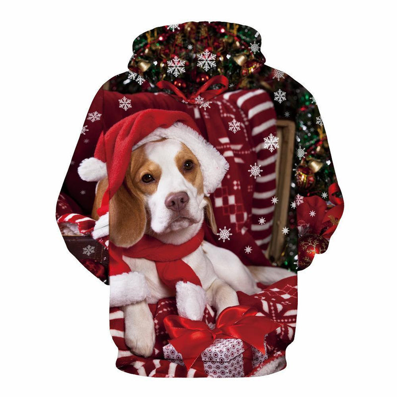 Weihnachten Puppy Gedruckt Kapuzen Sweatshirt