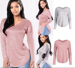 Damen Frühling Baumwolle V-Ausschnitt Hemd Top - Rose Boutique