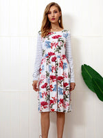 Bohemian Sunflower Drucken langen Ärmeln Casual Dress - Rose Boutique