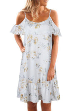 Short Sleeve Floral Casual Off Shoulder Midi Dress - Rose Boutique