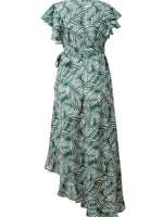 Ruffle Hem V-neck Sleeveless Printed Maxi Dress