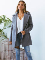 Grau Mode Damen Winter Mantel mit Tasche - Rose Boutique