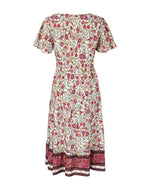 Blumen Gedruckt Rundhalsausschnitt Mini Kleid