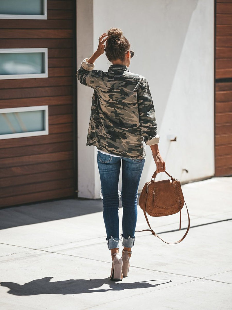 Mode Camouflage Jacke Bluse mit Tasche