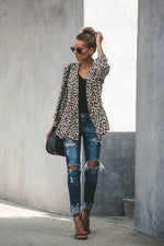 Damen Herbst Leopardgedruckt Jacke