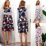 Bohemian Sunflower Drucken langen Ärmeln Casual Dress - Rose Boutique