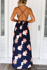 Ärmellos Tiefer V-Ausschnitt Rückenfrei Maxi Kleid - Rose Boutique