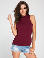 Damen Ärmellos Reine Farbe Casual T-shirt Top - Rose Boutique