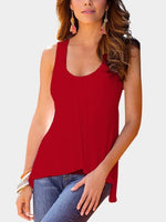 Damen Ärmellos Simple Sommer U-Ausschnitt T-shirt Top - Rose Boutique