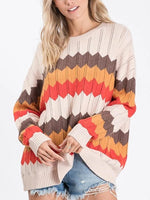 Lange Ärmel Streifen Hit Farbe Pullover