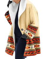 Women's Cardigans Ethnic Style Printed Heavy Woolen Cardigan