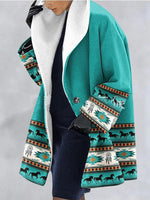 Women's Cardigans Ethnic Style Printed Heavy Woolen Cardigan