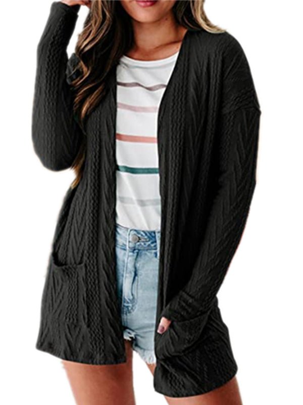 Women's Cardigans Solid Loose Knitted Long Sleeve Sweater Cardigan
