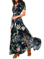 Women's Dresses Vintage Ethnic Pattern V-Neck Loose Maxi Dress
