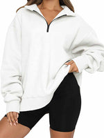 Women's Sweaters Half Zipper Solid Color Pullover Sweater