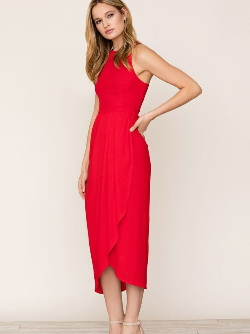 Mehrfabrig Unregelmäßiger Saum Midi Kleid - Rose Boutique